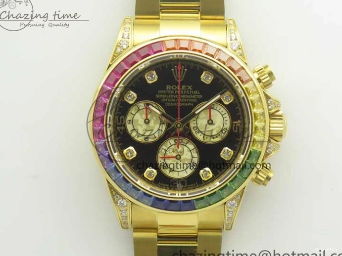 Edition Crystal Best BLF Bracelet on Black Dial YG YG Rainbow Daytona A4130 116589RBOW 0316